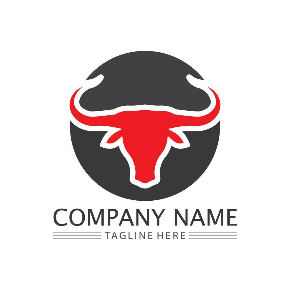 Stier und Kuh Logo Design Symbol Vektor Horn Tiere