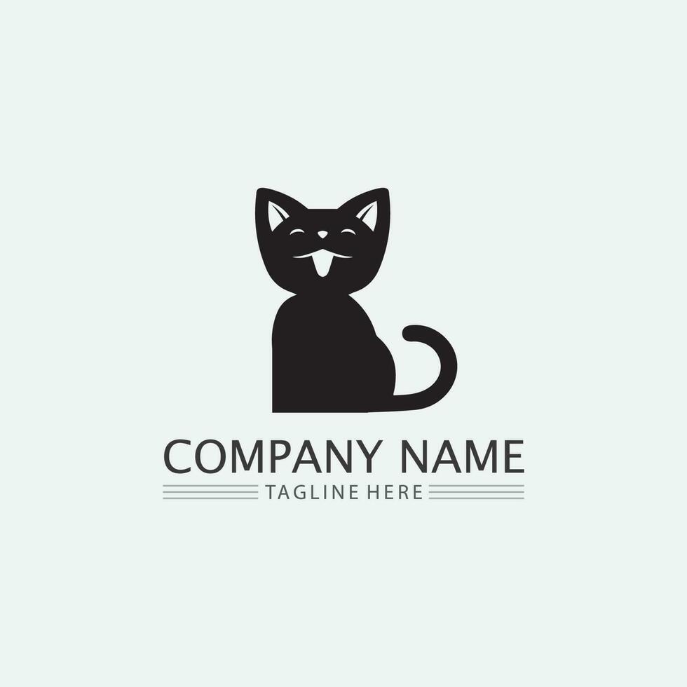 katt logotyp och vektor djur ikon fotavtryck kattunge calico logotyp hund symbol seriefigur tecken illustration doodle design