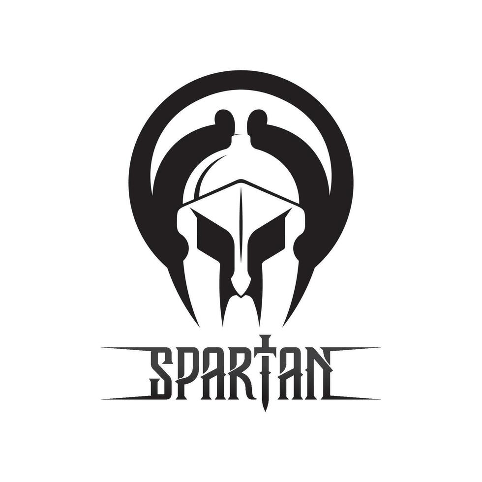 spartanisches und Gladiator-Helm-Logo-Symbol entwirft Vektor