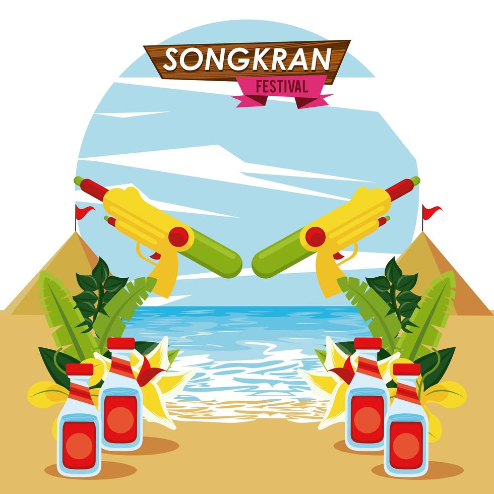 Songkran Feier Party mit Wasserpistolen Spielzeug vektor