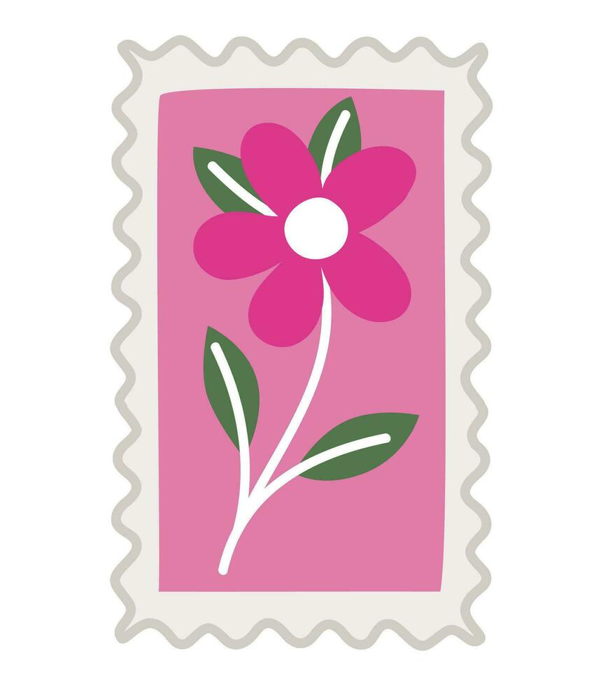 Blume Briefmarke Illustration Über Weiß vektor