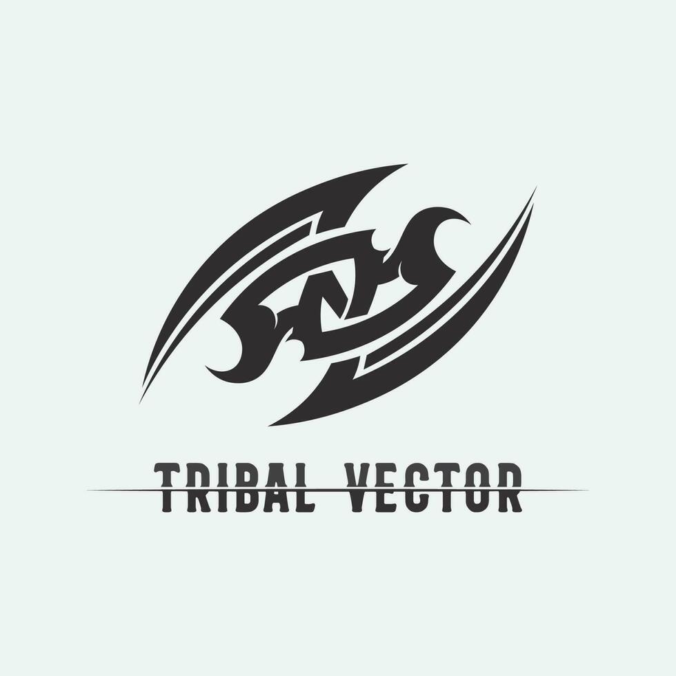 Stammes-, klassisches, schwarzes, ethnisches Tätowierungsikonenvektorillustrations-Designlogo vektor