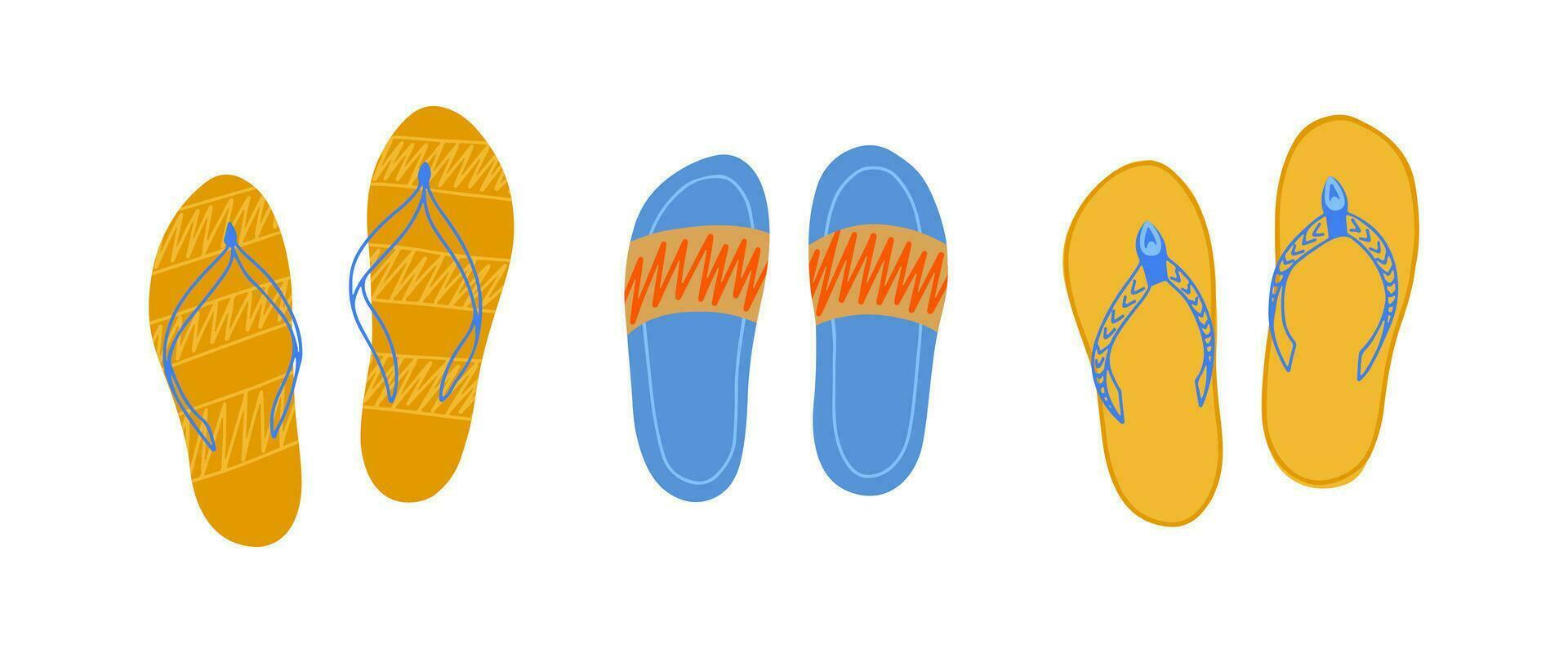 Strand Flip Flops süß Hand gezeichnet Vektor Illustration. Urlaub Schuhwerk.