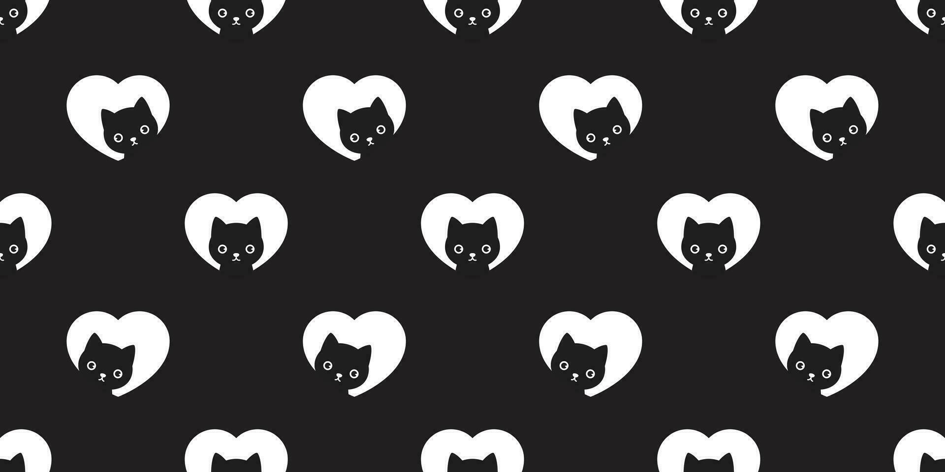 katt sömlös mönster hjärta vektor valentine kattunge huvud kalikå scarf isolerat upprepa tapet tecknad serie bricka bakgrund illustration svart