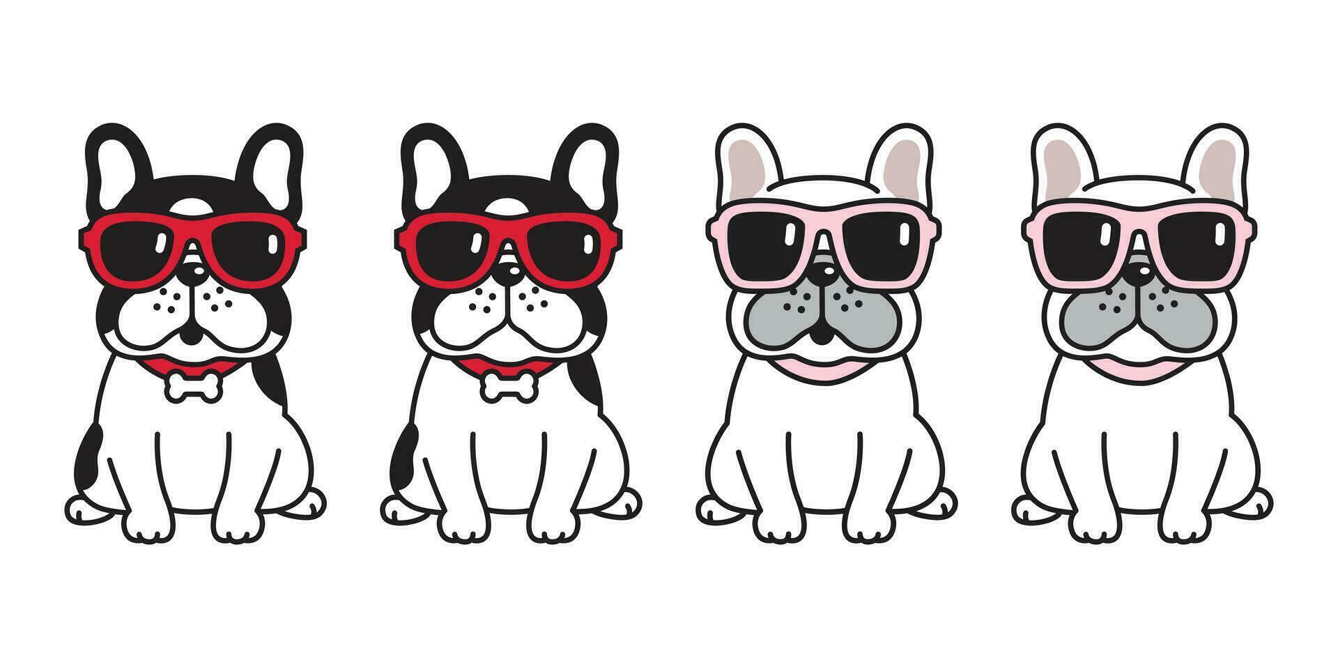 Hund Vektor Französisch Bulldogge Sonnenbrille Symbol Karikatur Charakter Hündchen Logo Illustration Gekritzel