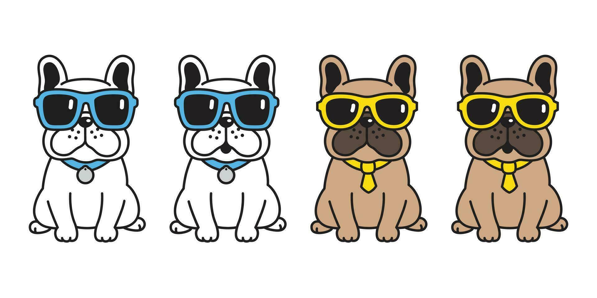 Hund Vektor Französisch Bulldogge Sonnenbrille Symbol Karikatur Charakter Hündchen Logo Illustration