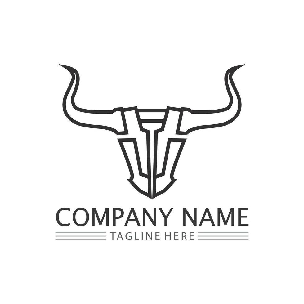 Stier Horn Kuh und Büffel Logo und Symbol Vorlage Symbole App vektor
