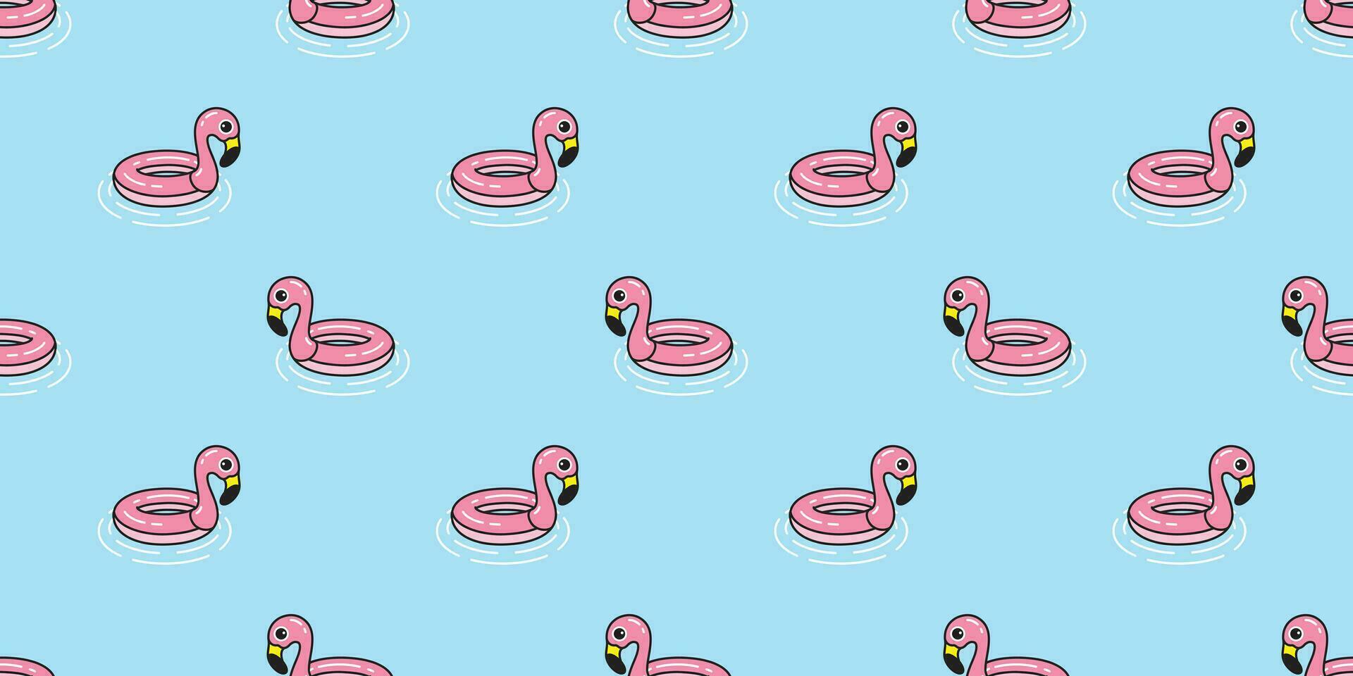 Flamingo nahtlos Muster Vektor Schwimmen Ring Schwimmbad Rosa Flamingos exotisch Vogel tropisch Sommer- Schal isoliert wiederholen Hintergrund Fliese Hintergrund Karikatur Illustration