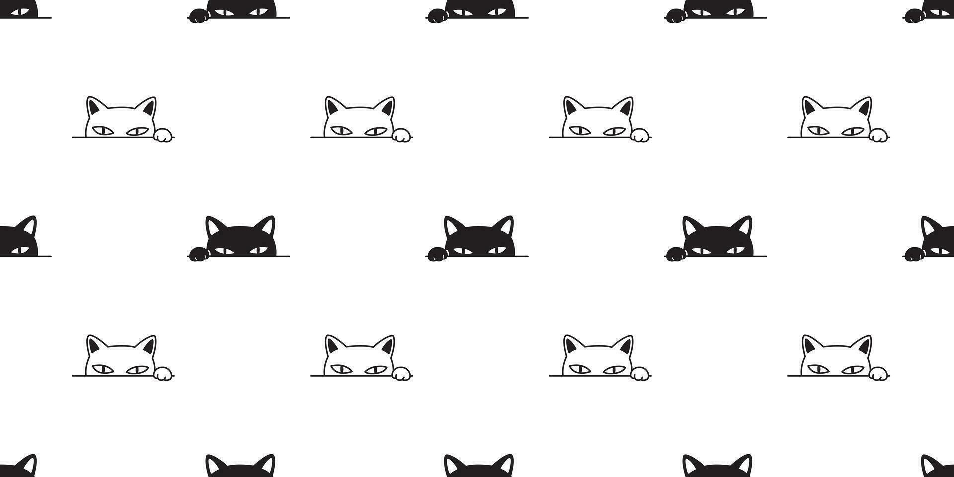Katze nahtlos Muster Vektor Pfote Kätzchen Kattun Halloween Karikatur Schal isoliert Fliese Hintergrund wiederholen Hintergrund Illustration Gekritzel schwarz Weiß