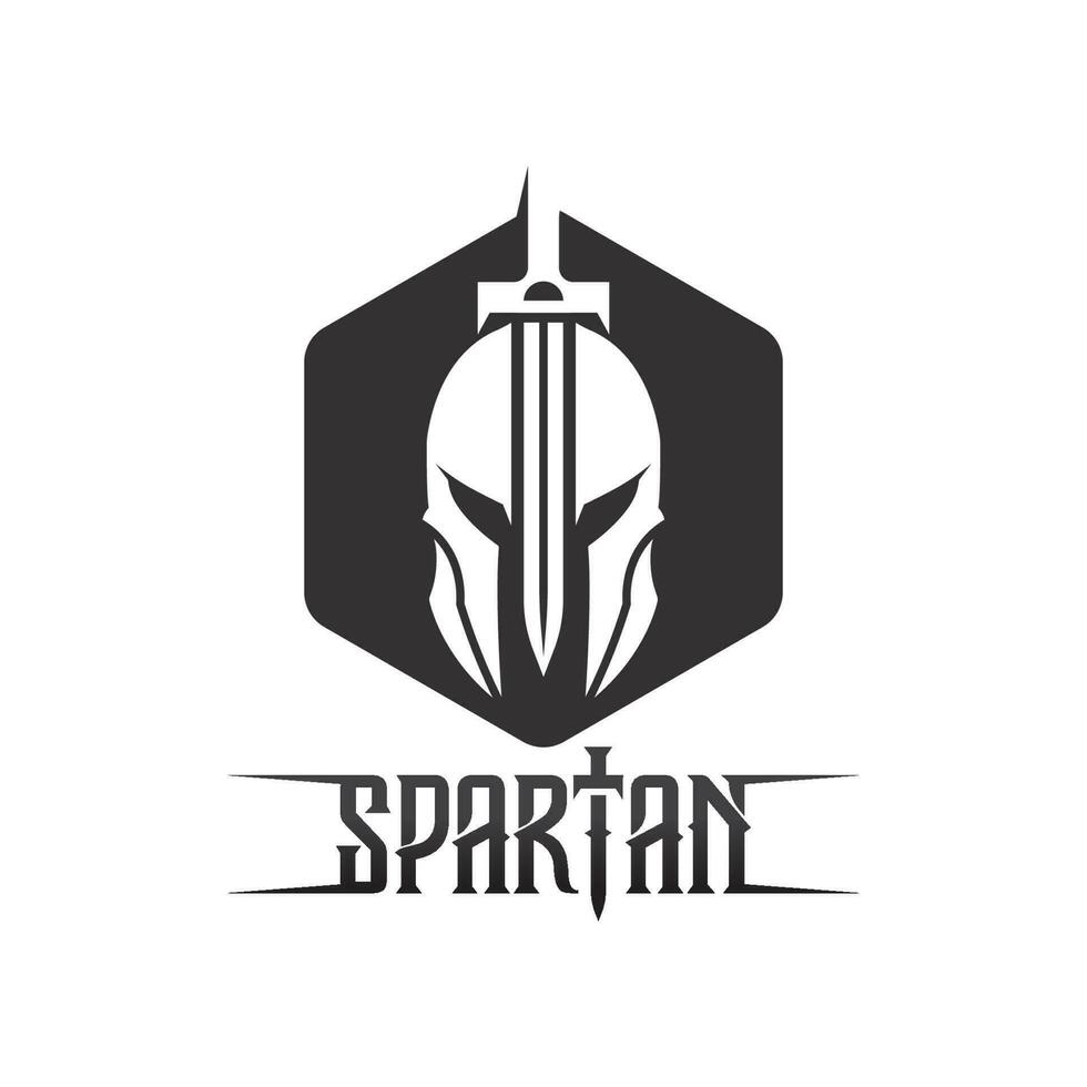 spartanisches und Gladiator-Helm-Logo-Symbol entwirft Vektor