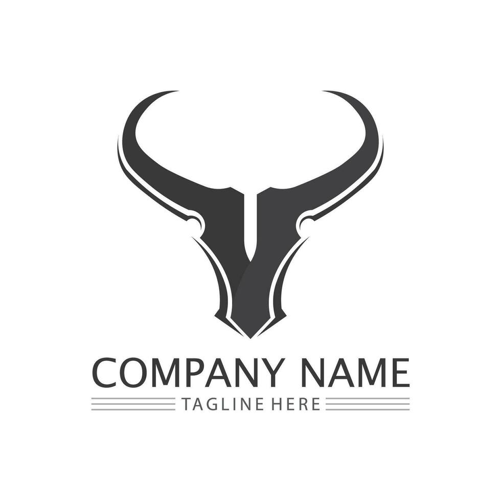 Stier und Kuh Logo Design Symbol Vektor Horn Tiere