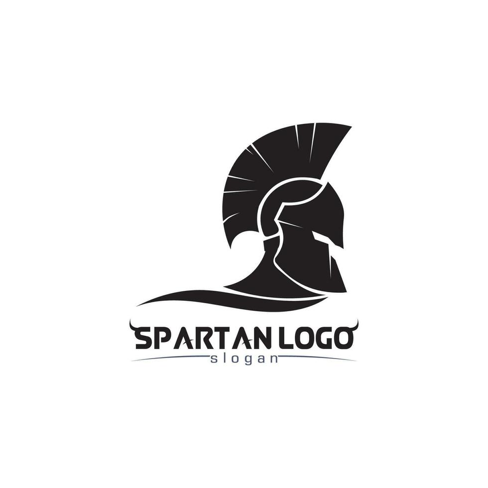 spartanisch Logo schwarz Gladiator und Vektor Design Helm und Kopf schwarz