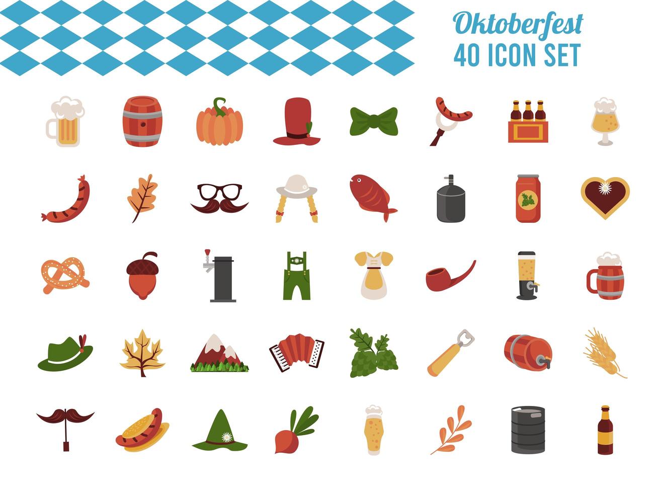 Bündel von vierzig Oktoberfest-Set-Ikonen vektor