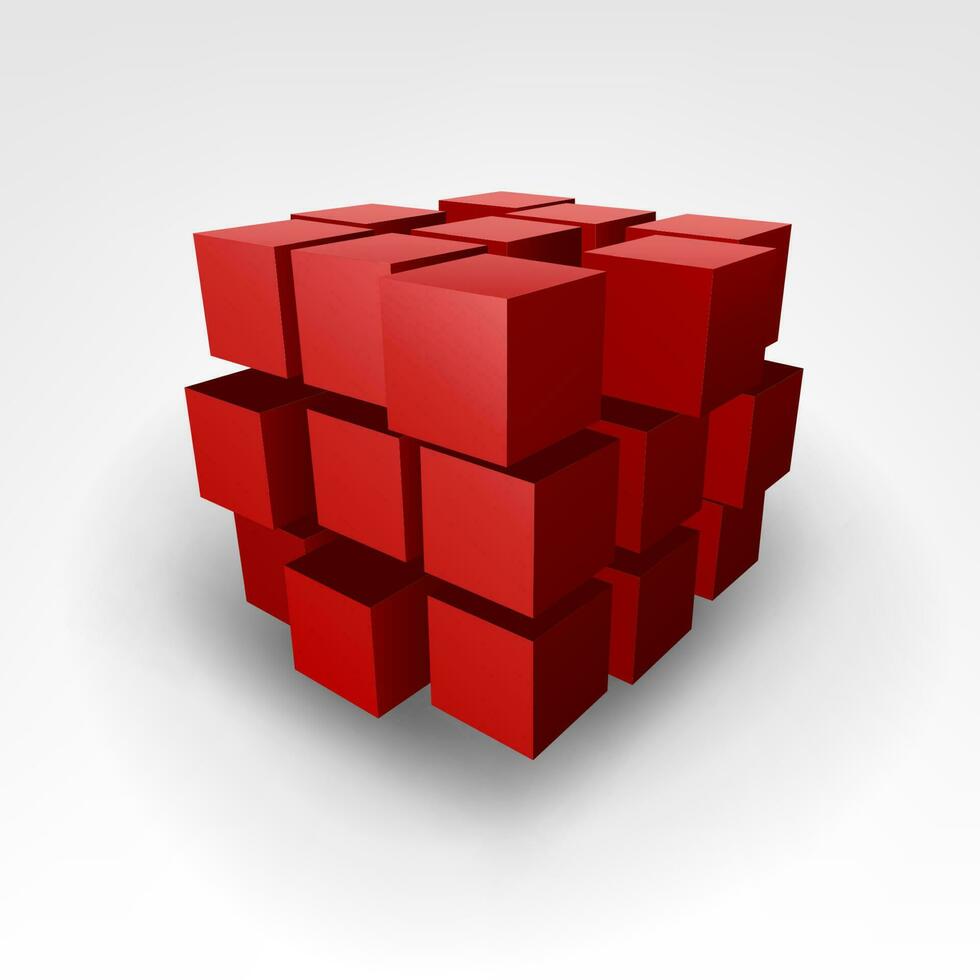abstrakt röd kub, vektor illustration