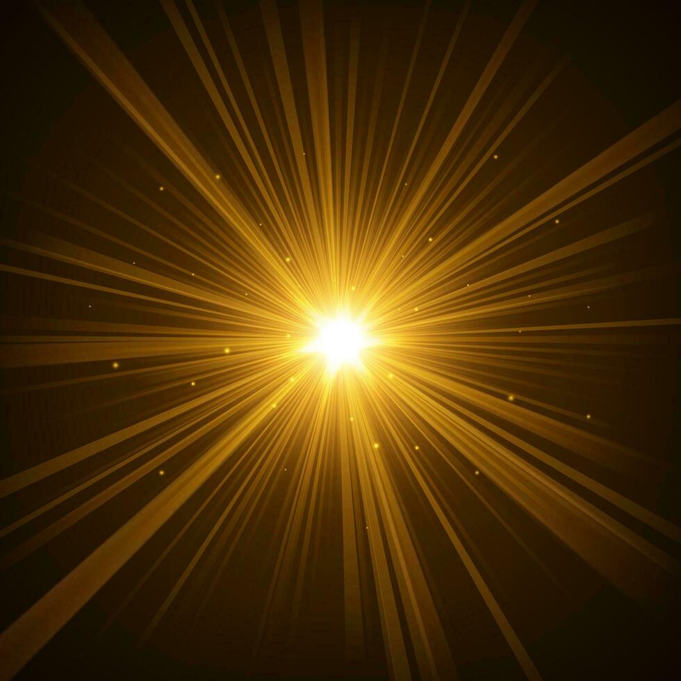 Gold Licht leuchtenden von Dunkelheit, Vektor Illustration