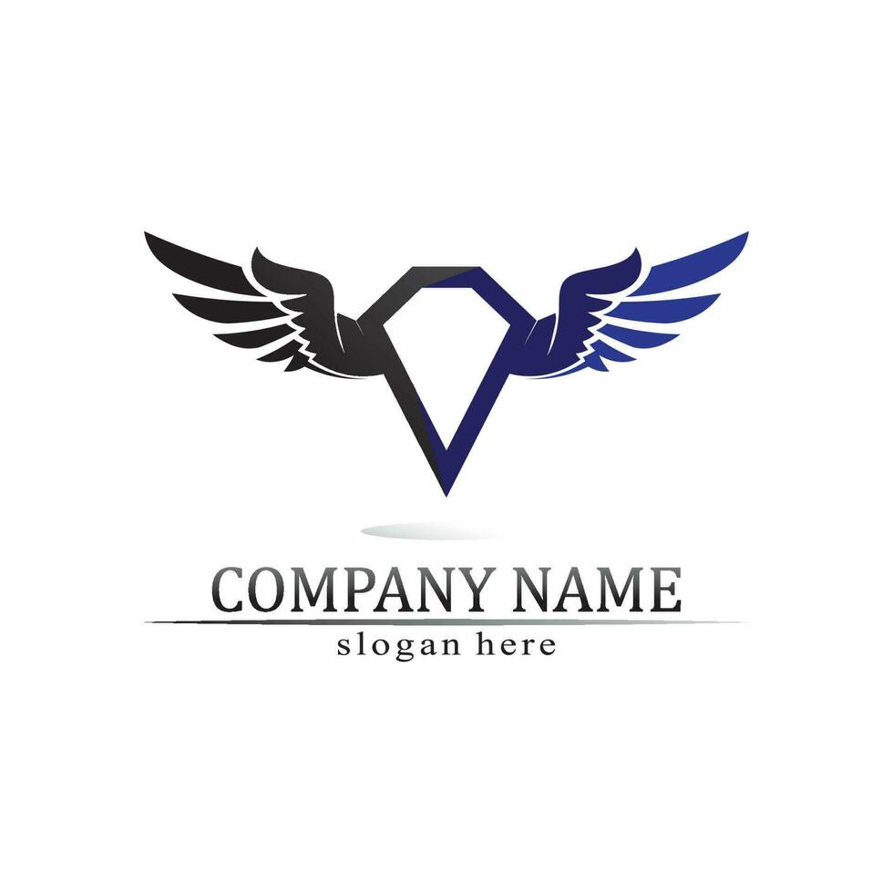 Flügel Logo Geschäft und Design Tier Flügel Vektor schnell Vogel Symbol Symbol fliegen