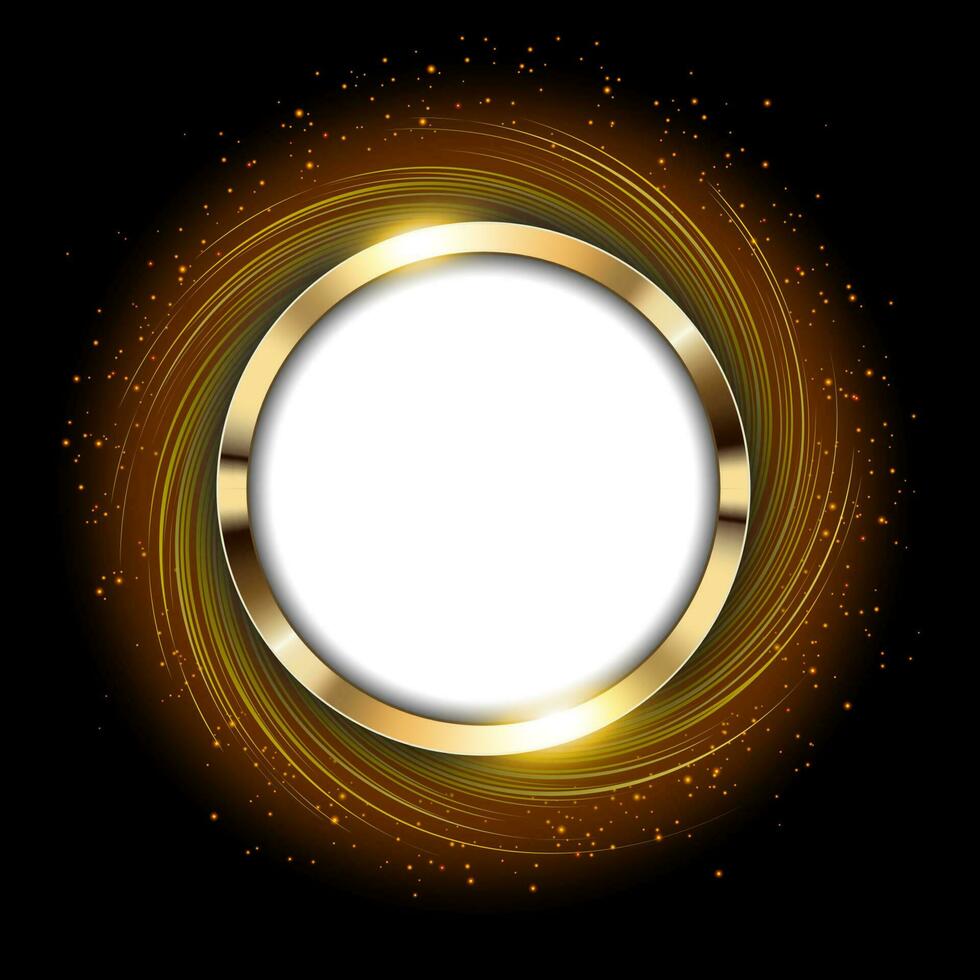 metallisk guld ringa med text Plats och virvla runt ljus, vektor illustration