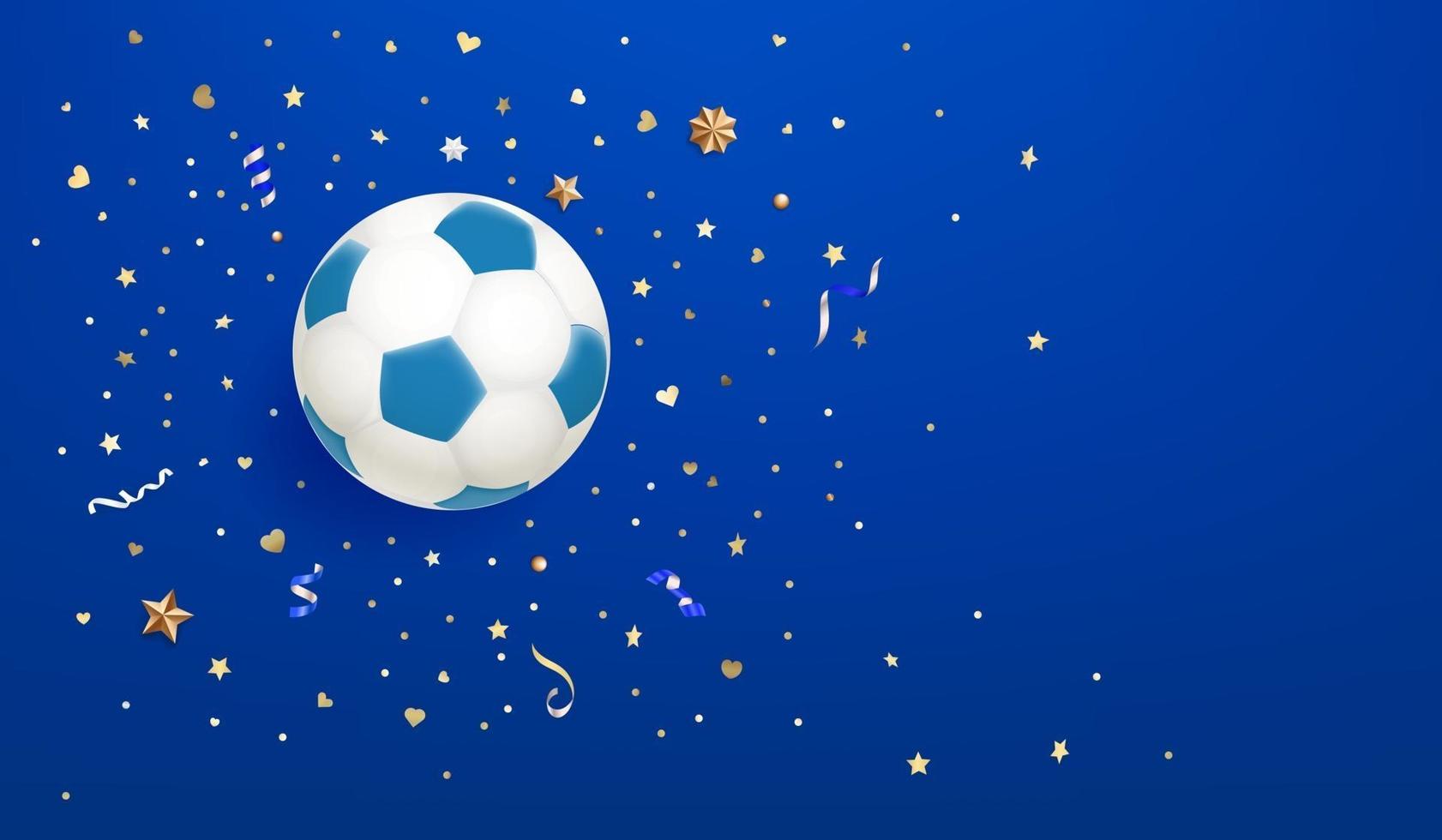 Fußball auf blauem Hintergrund mit Konfetti vektor