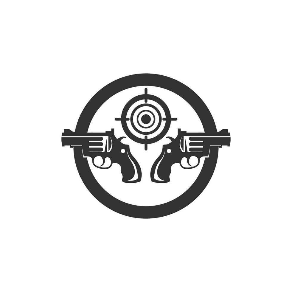 pistol logotyp och armé soldat prickskytt sköt vektor design illustration militär skott revolver