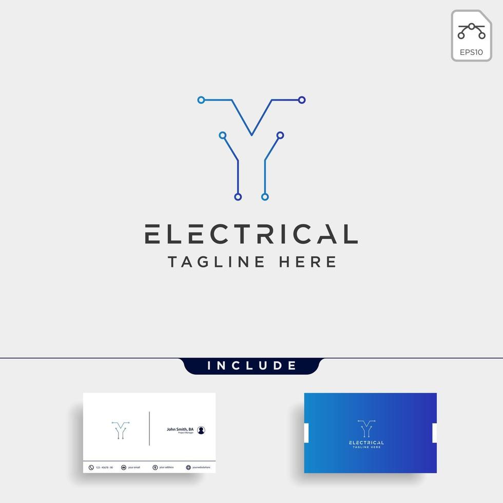 anslut eller elektrisk y logo design vektor ikonelement isolerad med visitkort inkluderar