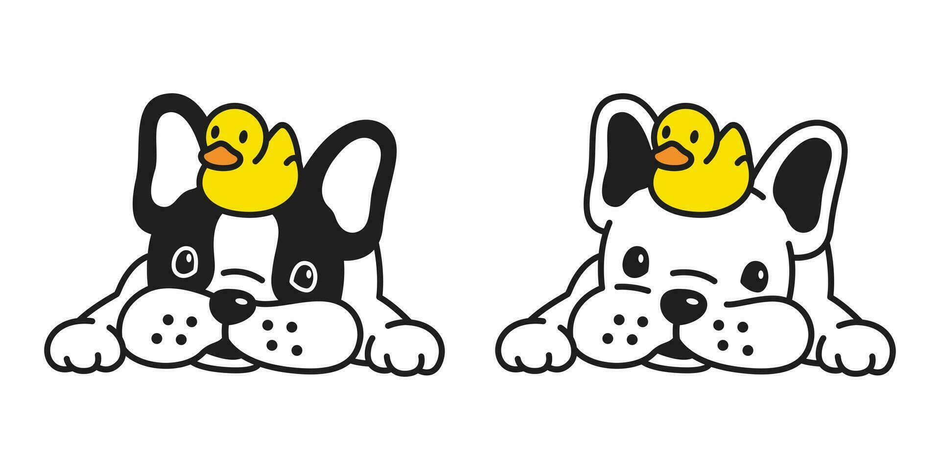 Hund Vektor Französisch Bulldogge Ente Gummi Symbol Karikatur Charakter Hündchen Logo Gekritzel Illustration