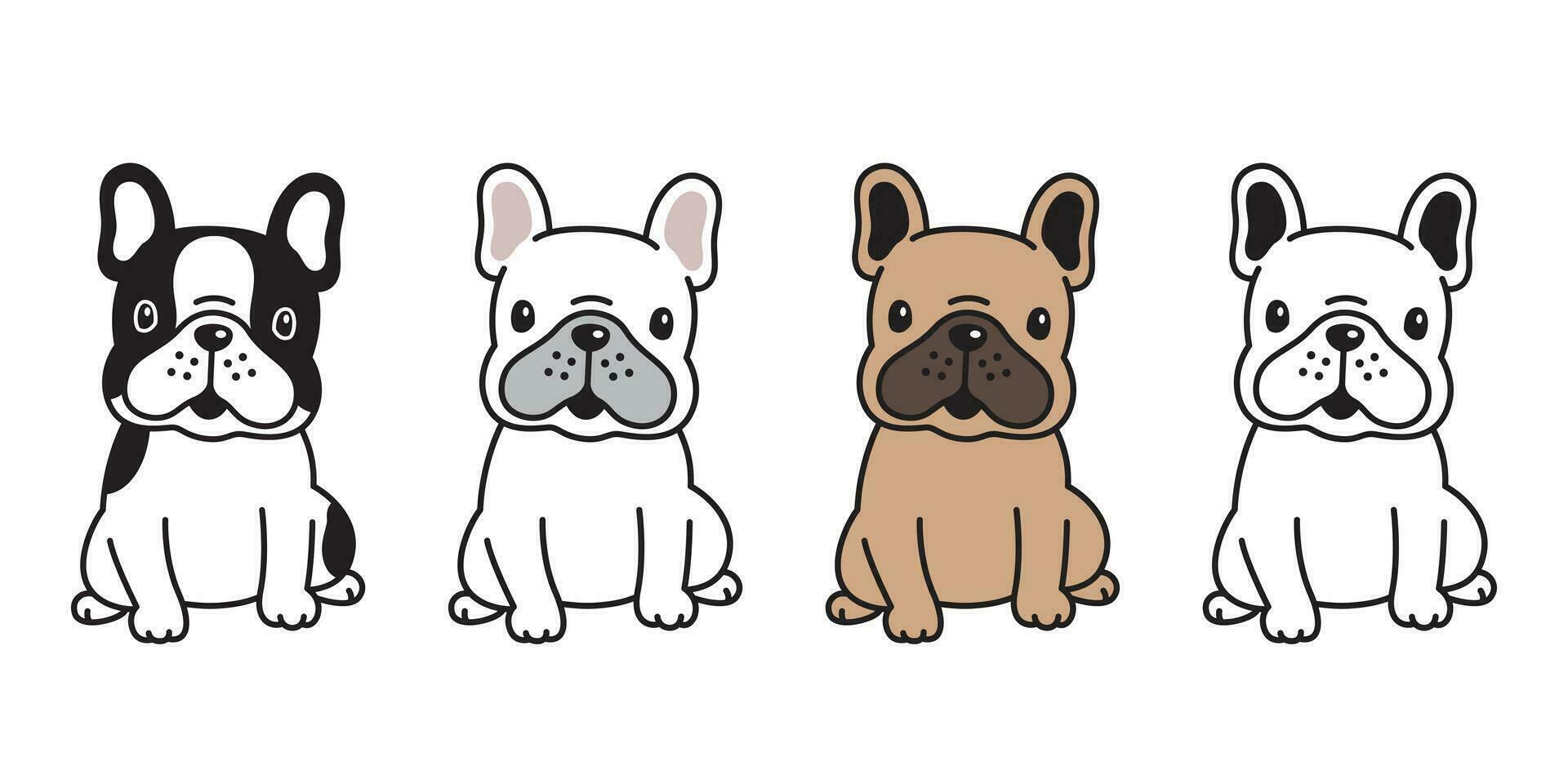 hund vektor franska bulldogg tecknad serie karaktär ikon Sammanträde leende logotyp ras illustration