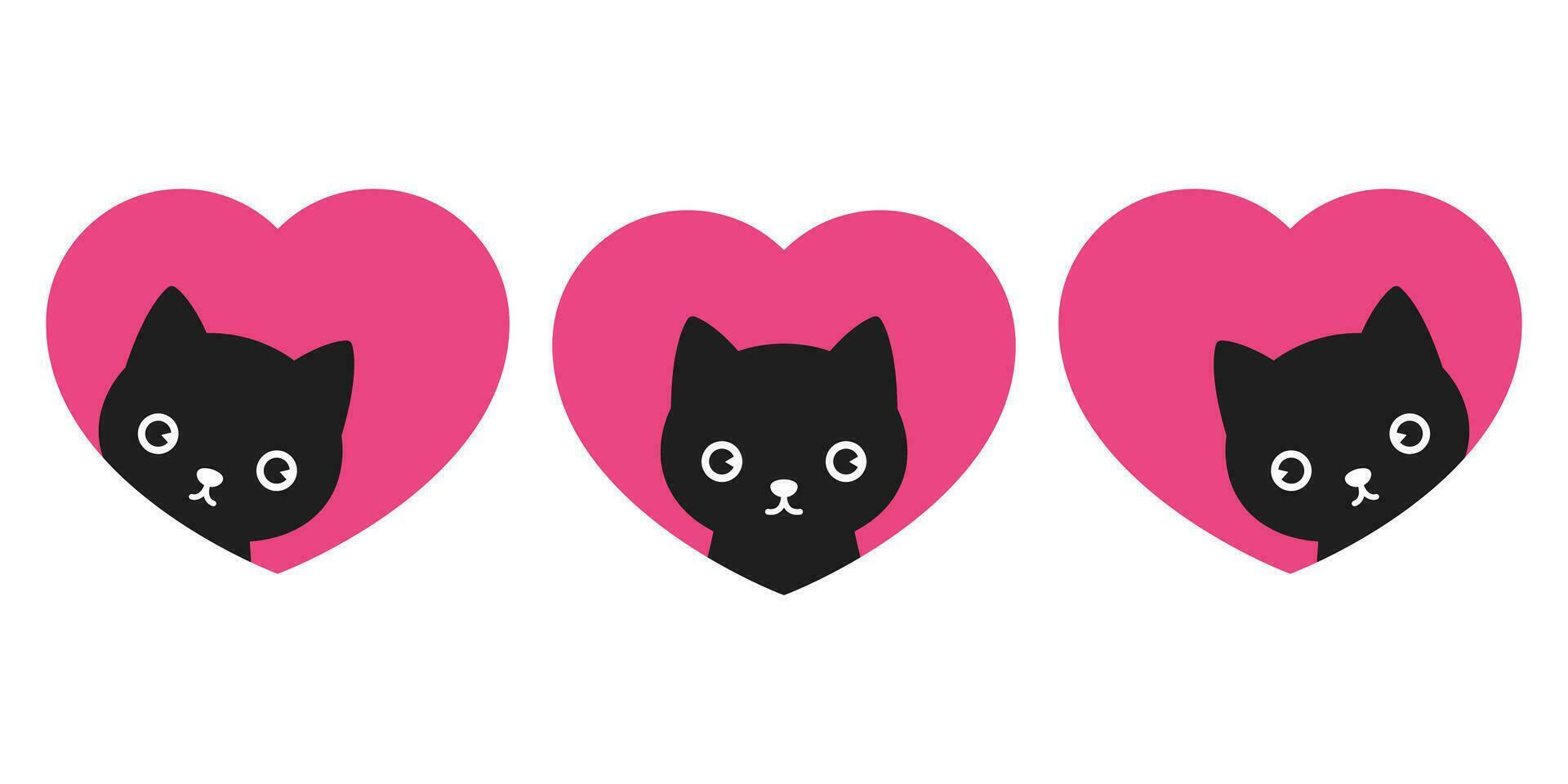 katt vektor hjärta valentine ikon logotyp kattunge kalikå tecknad serie karaktär illustration