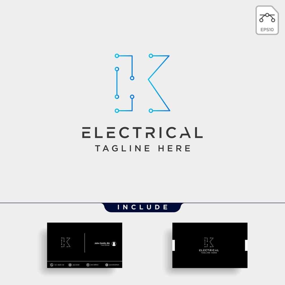 anslut eller elektrisk k logo design vektor ikonelement isolerad med visitkort inkluderar