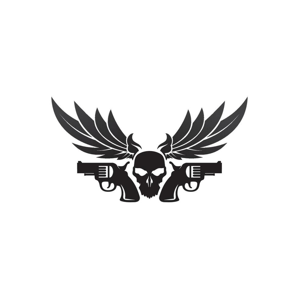 pistol logotyp och armé soldat prickskytt sköt vektor design illustration militär skott revolver