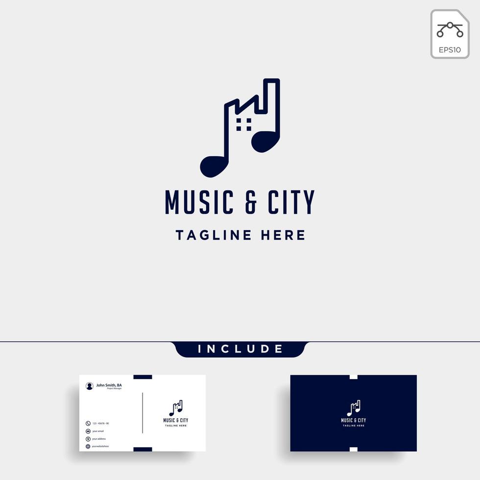 Musik städtische Stadt Logo Design Vektor Linie einfache Ikone