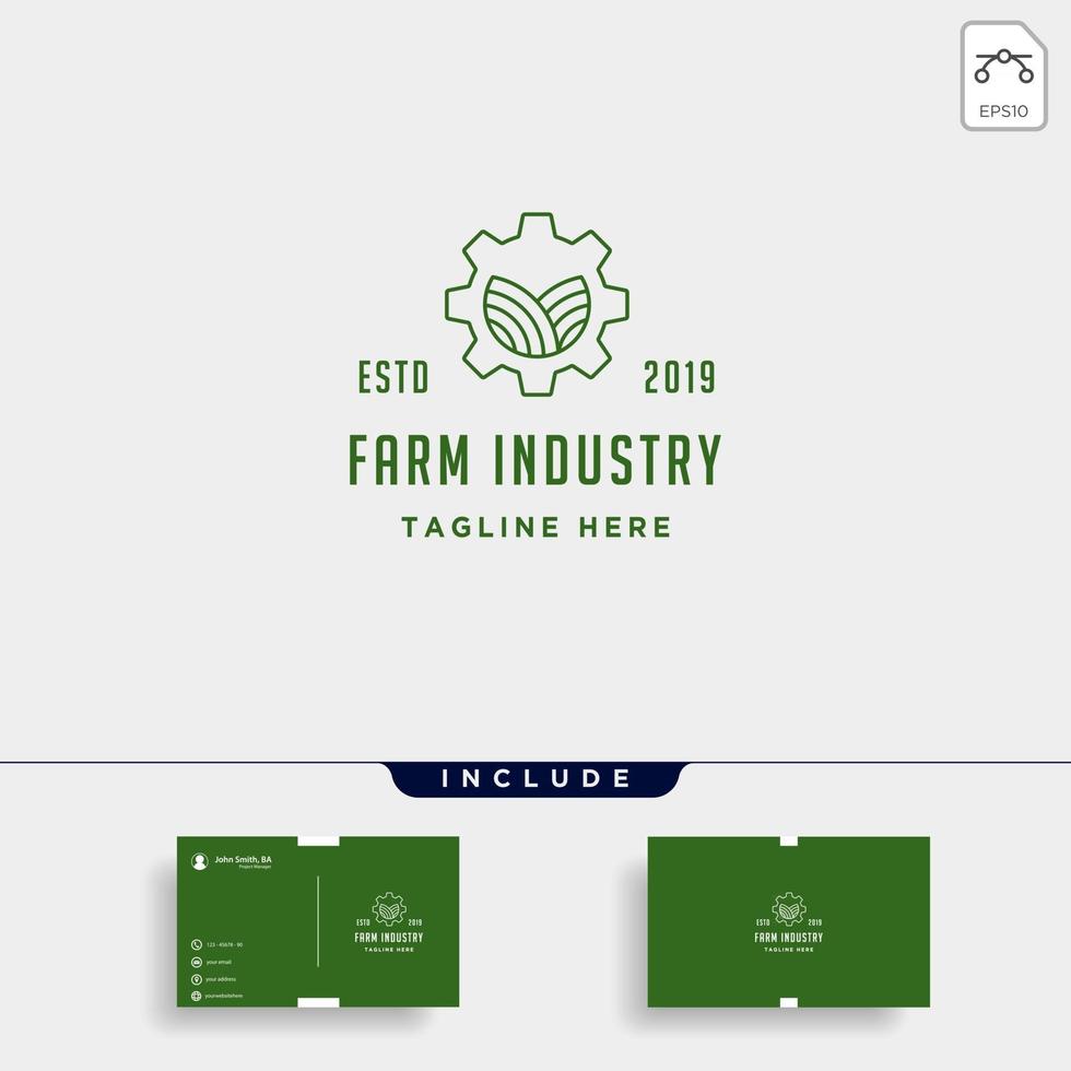 Zahnradfarm Logo Vektor Natur Industrie Symbol Zeichen Symbol Illustration