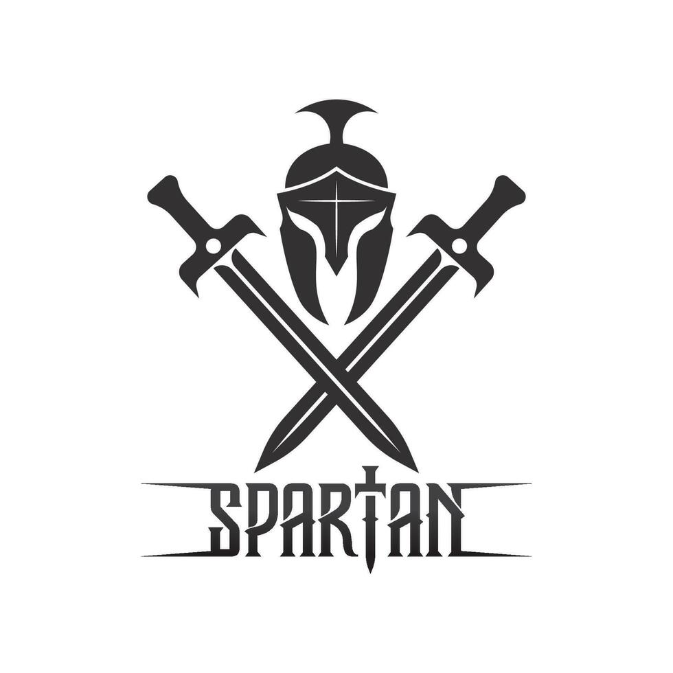 spartanisches und Gladiator-Helm-Logo-Symbol entwirft Vektor