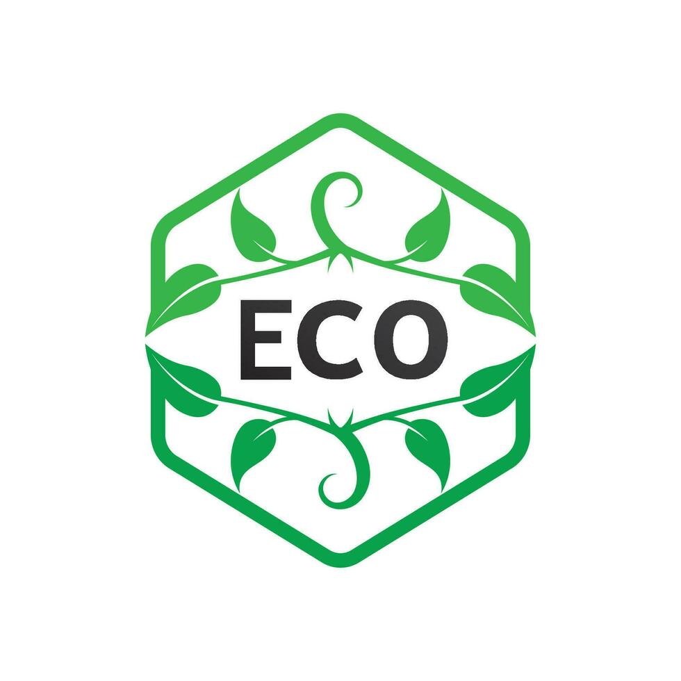 eko energi vektor logotyp med blad symbol. grön färg med blixt eller åska grafik. natur och el förnybar. denna logotyp är lämplig för teknik, återvinning, ekologisk.