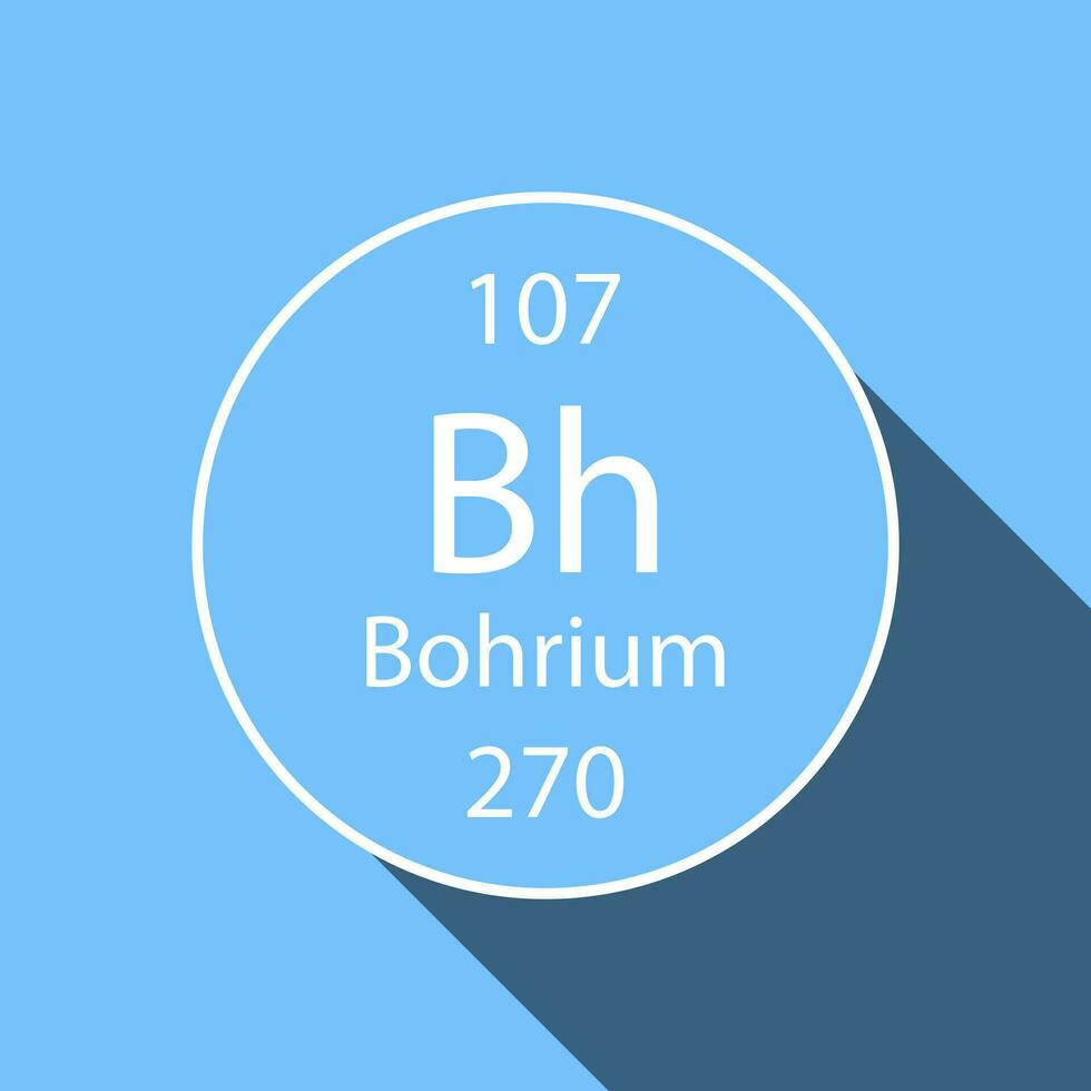 bohrium symbol med lång skugga design. kemisk element av de periodisk tabell. vektor illustration.