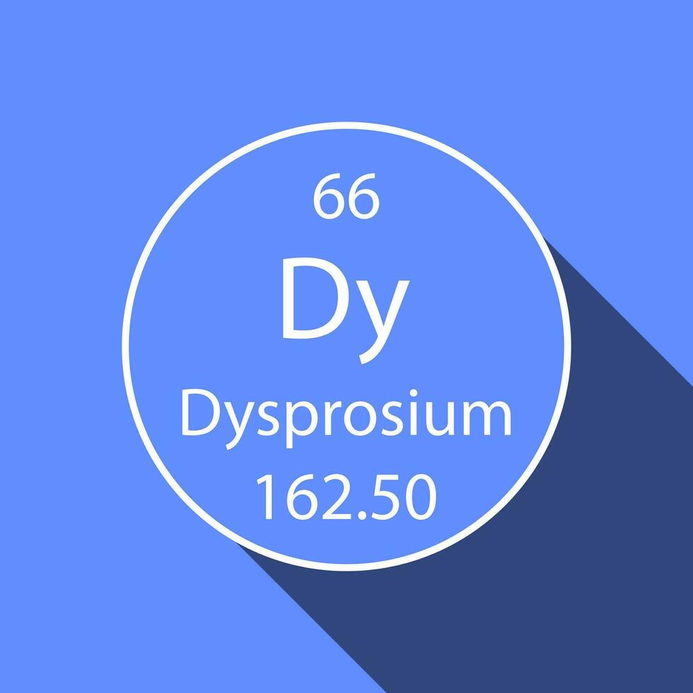 Dysprosium Symbol mit lange Schatten Design. chemisch Element von das periodisch Tisch. Vektor Illustration.