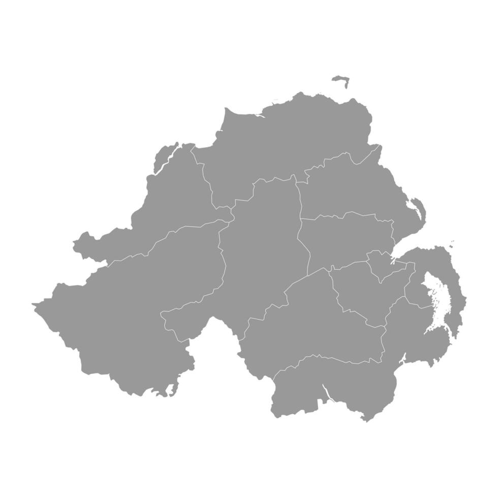 Nord Irland grau mit administrative Bezirke. Vektor Illustration.