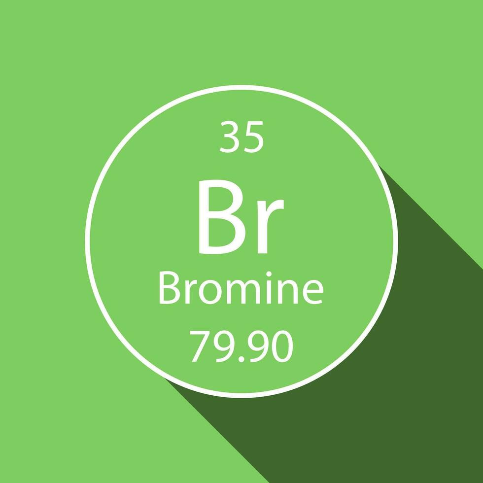 Brom Symbol mit lange Schatten Design. chemisch Element von das periodisch Tisch. Vektor Illustration.