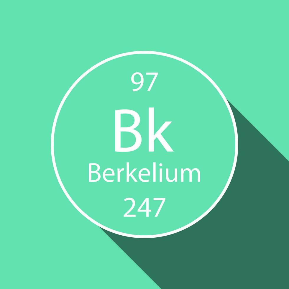 berkelium symbol med lång skugga design. kemisk element av de periodisk tabell. vektor illustration.