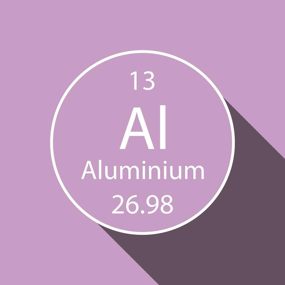 aluminium symbol med lång skugga design. kemisk element av de periodisk tabell. vektor illustration.