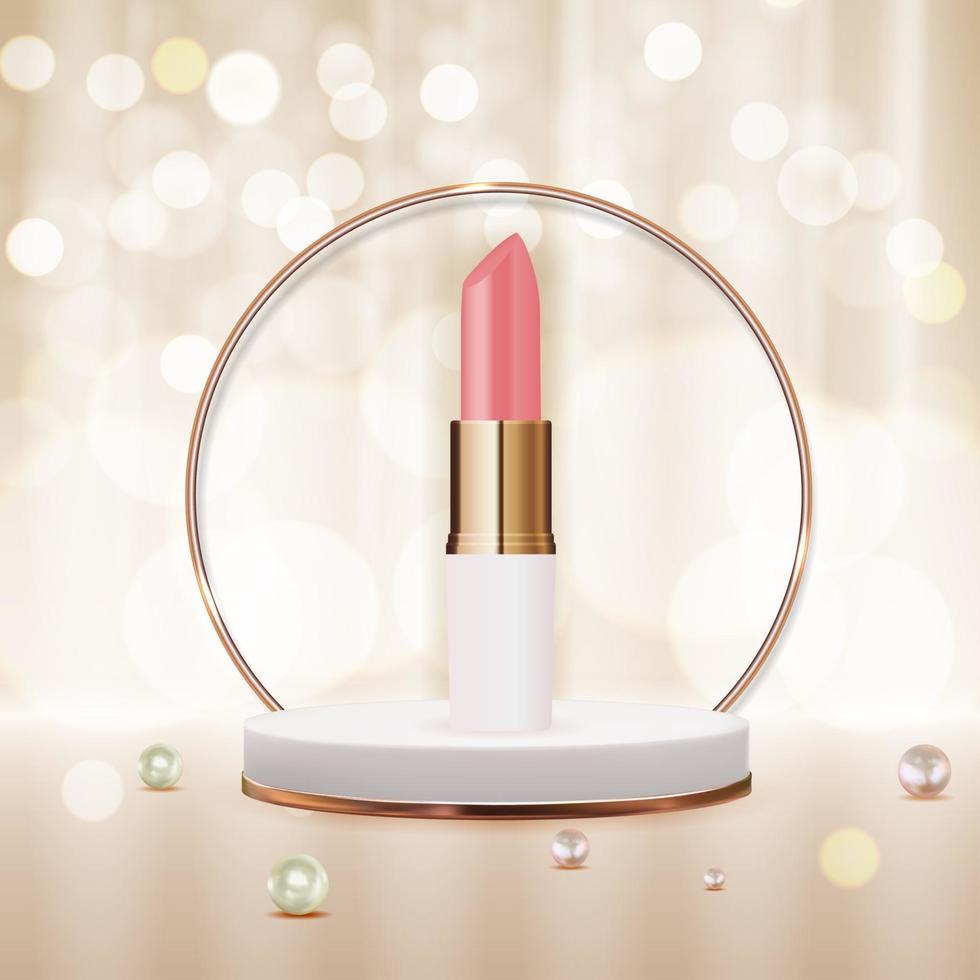 3D realistischer rosa Lippenstift vektor