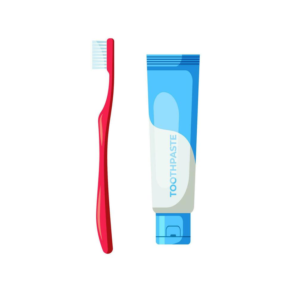 Zahnbürste und Zahnpasta Vektor isoliert auf Weiß Hintergrund