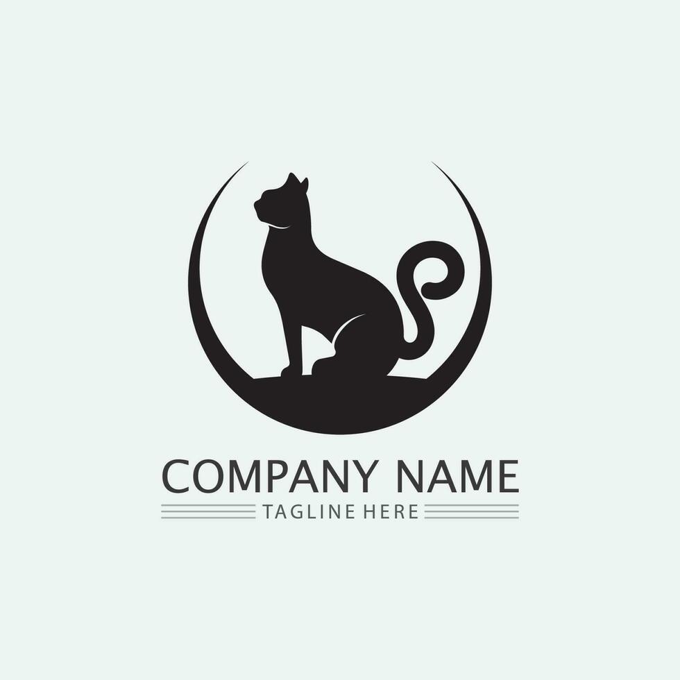 katt logotyp och vektor djur ikon fotavtryck kattunge calico logotyp hund symbol seriefigur tecken illustration doodle design