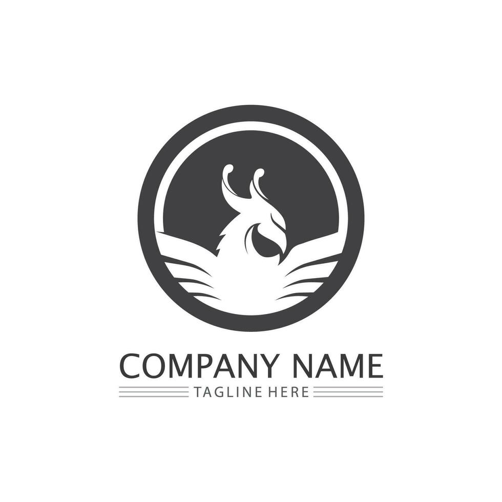 phoenix fågel symbol och logotyp design vektor illustration