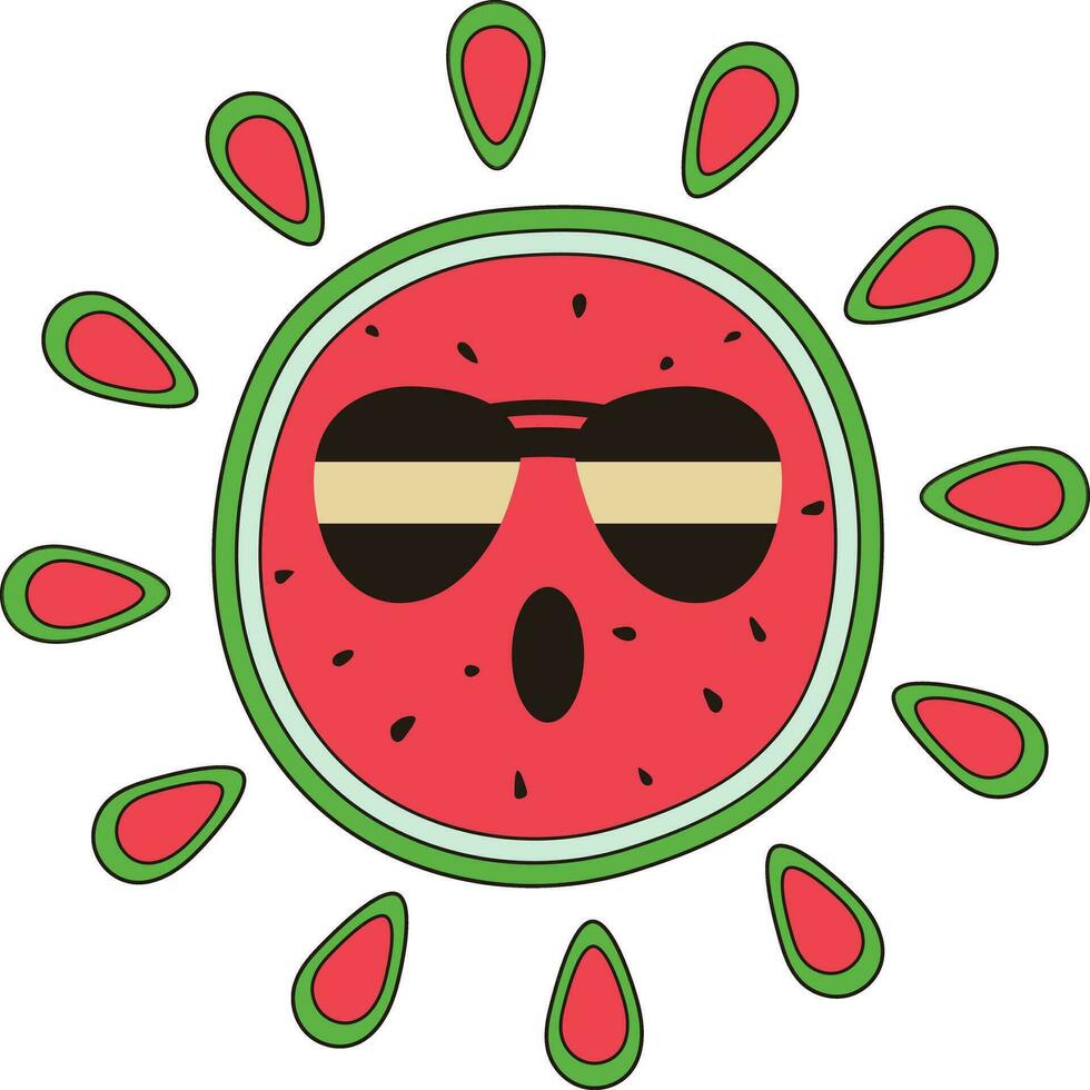 Sol solljus vattenmelon mat illustration grafisk element vektor