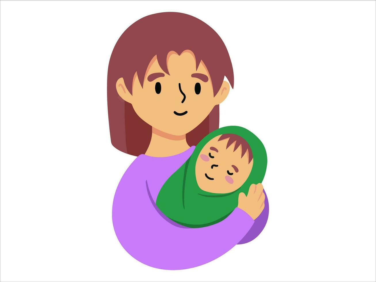 mamma innehav bebis eller människor karaktär illustration vektor