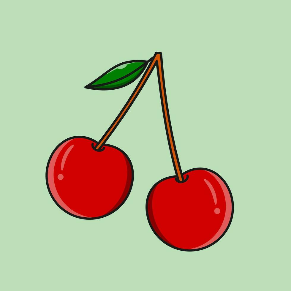 en enkel körsbär illustration tecknad serie vektor