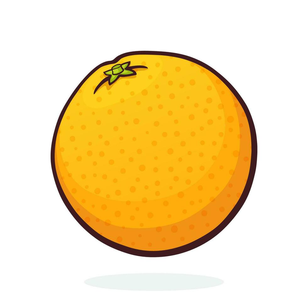 tecknad serie illustration av hela orange. friska vegetarian mat. vektor