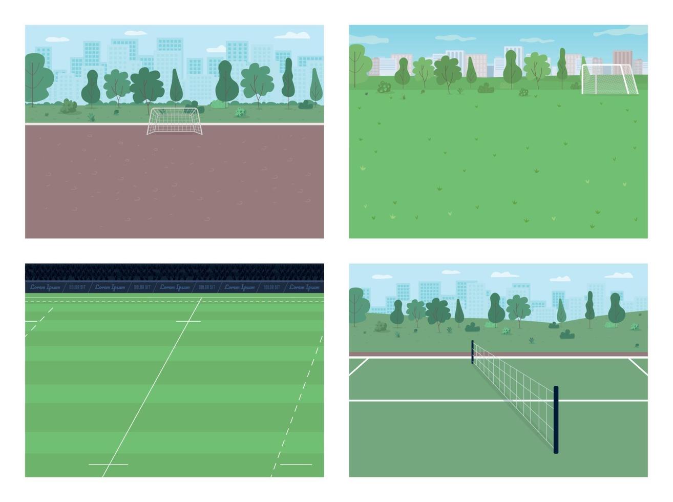 Stadtgericht für Sportspiel flache Farbe Vektor-Illustration gesetzt vektor