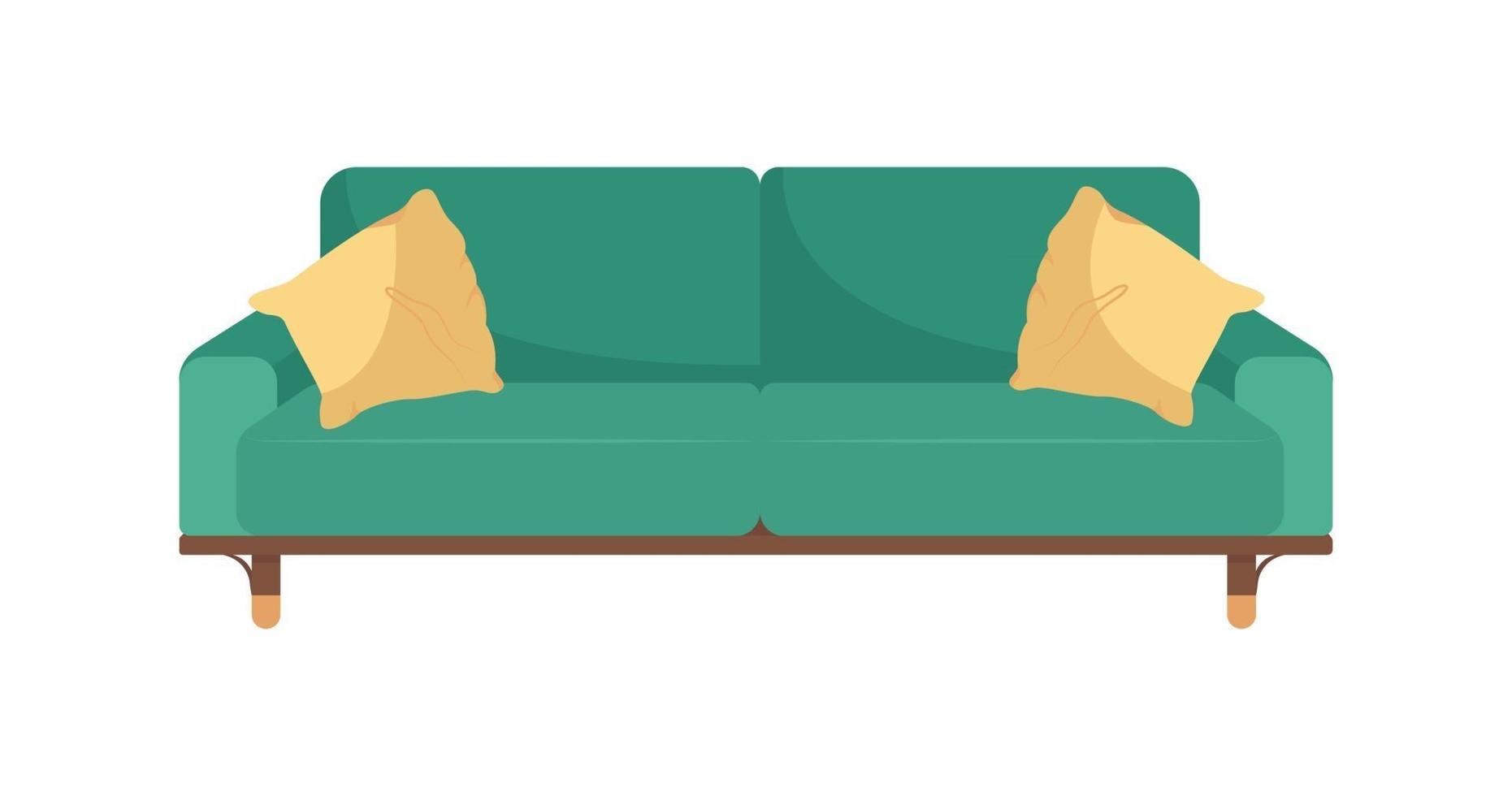 grön soffa platt färg vektor objekt