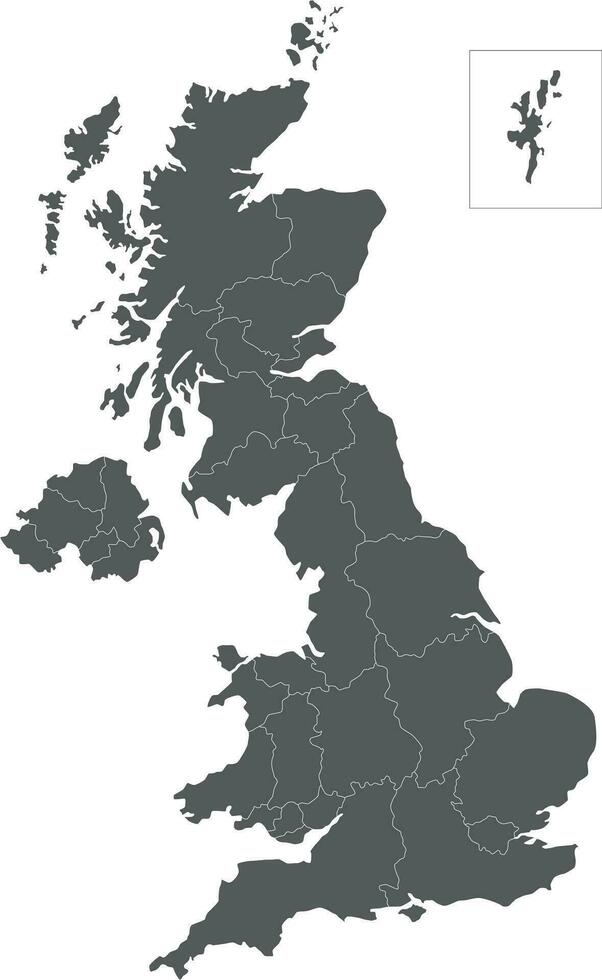 Vektor leer Karte von Vereinigtes Königreich mit administrative Abteilungen. editierbar und deutlich beschriftet Lagen.